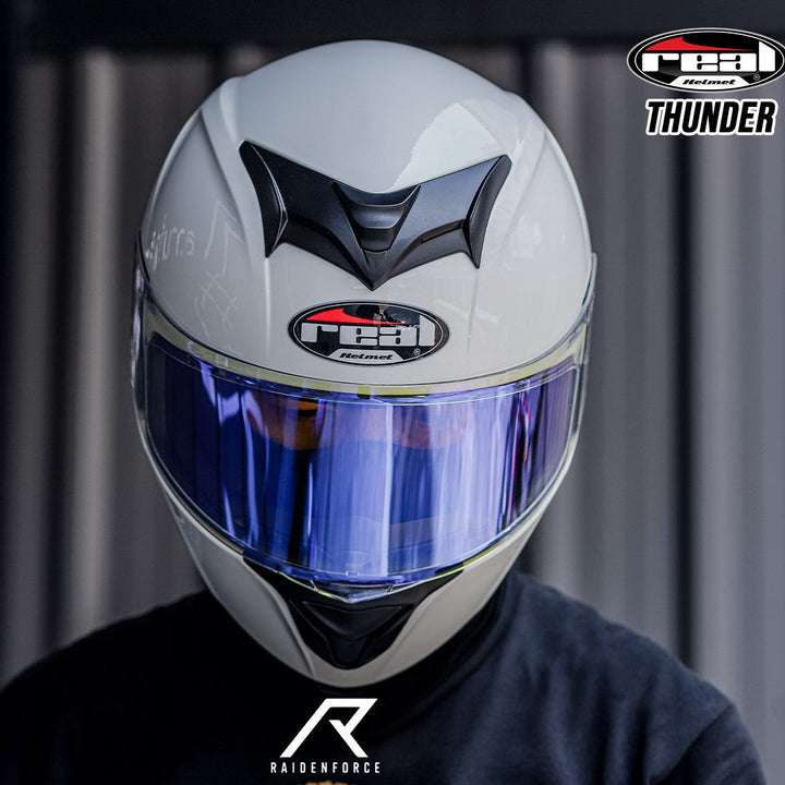 หมวกกันน็อค REAL Helmet Thunder พื้น ขาว