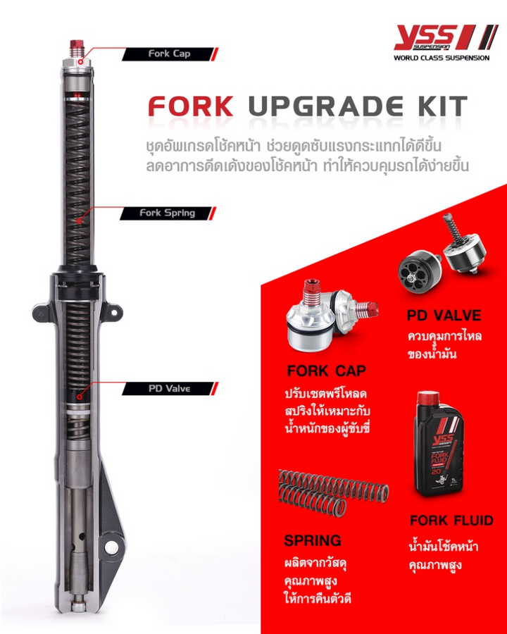 Front shock upgrade kit YSS Fork Upgrade Kit Yamaha X-max300'17