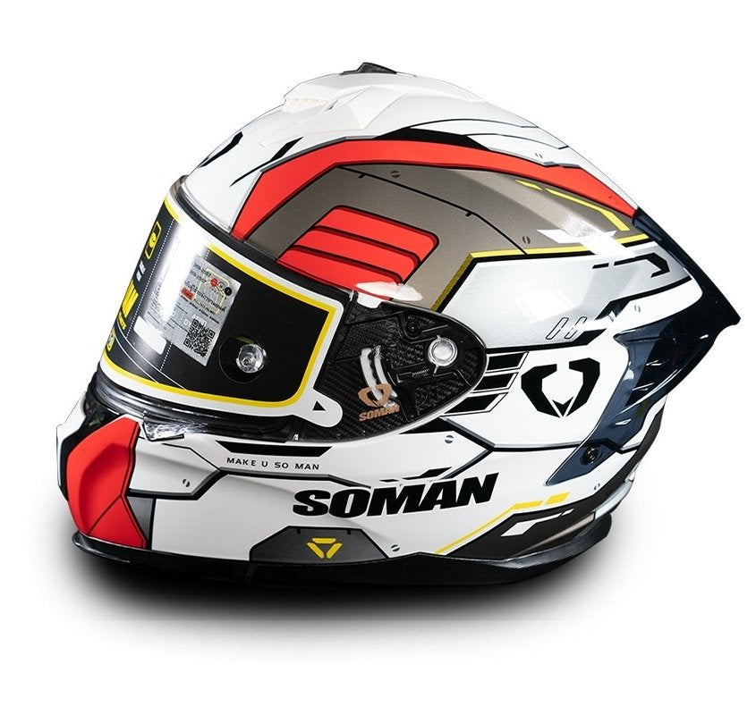 หมวกกันน็อค SOMAN - SM961-s Shinning white red grey