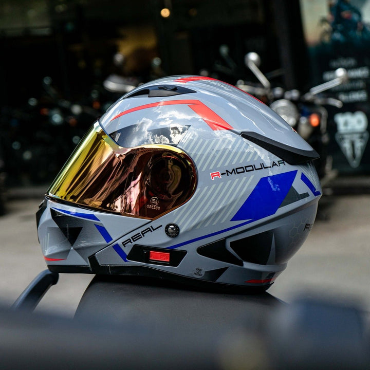 หมวกกันน็อค REAL Helmet STORM R-MODULAR เทา แดง