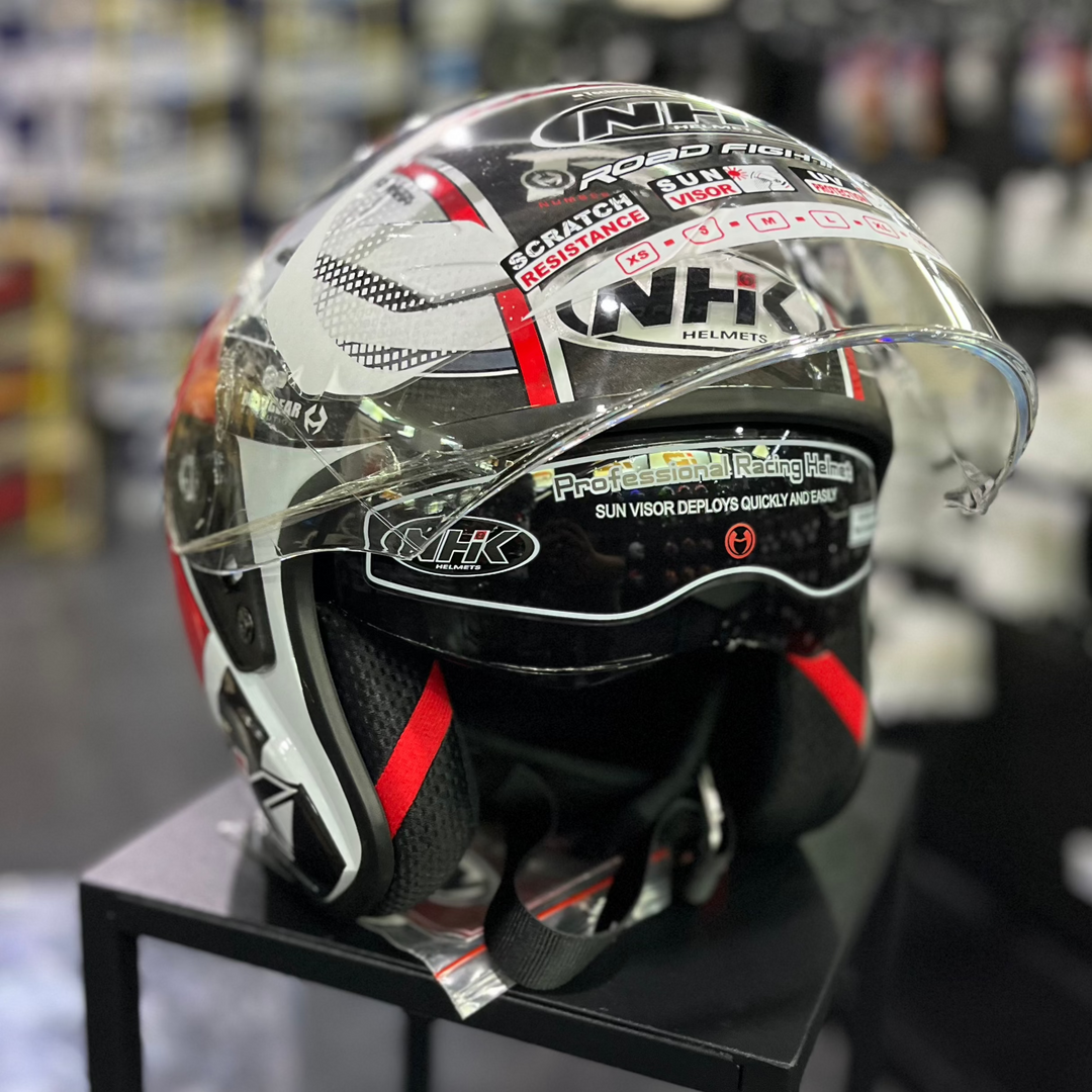 หมวกกันน็อค NHK R12Visor-Napoleon ขาว/แดง