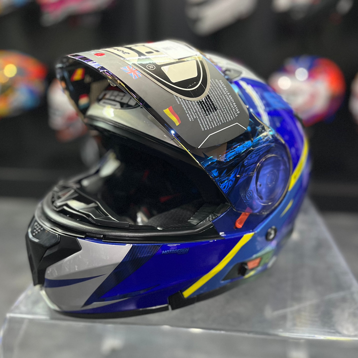 หมวกกันน็อคยกคาง  REAL Helmet STORM Cyclone น้ำเงินเทา