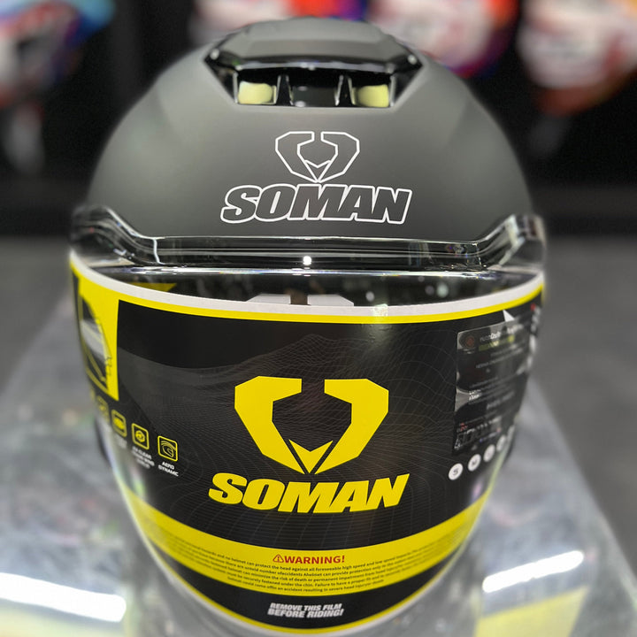 หมวกกันน็อค SOMAN - SM527 สีดำด้าน