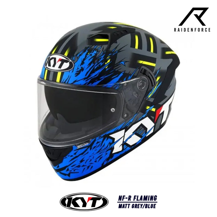 หมวกกันน็อค KYT NF-R Flaming Matt Grey/Blue