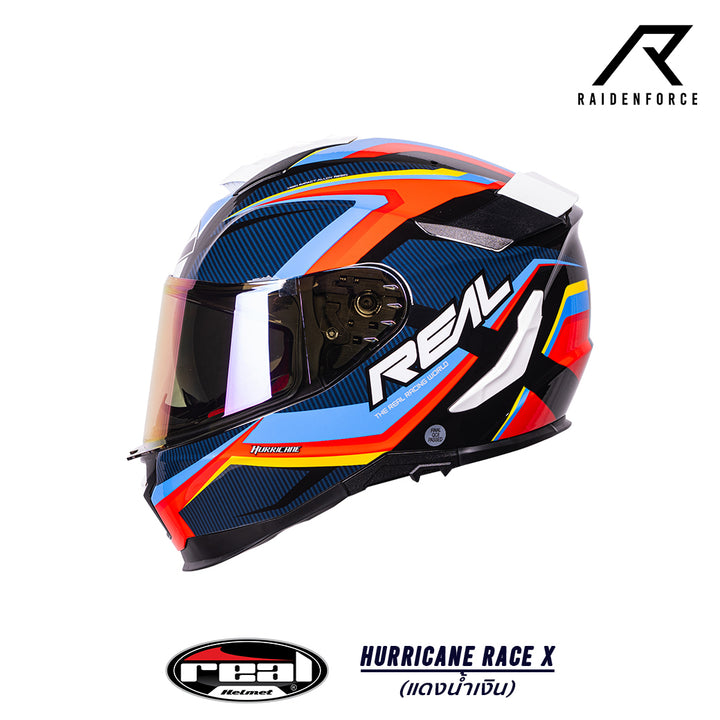 หมวกกันน็อค Real Helmet HURRICANE RACE X สีแดงน้ำเงิน