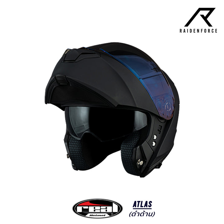 หมวกกันน็อคยกคาง REAL Helmet Atlas พื้น สีดำด้าน