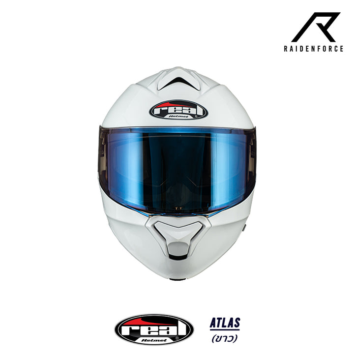 หมวกกันน็อคยกคาง REAL Helmet Atlas พื้น สีขาว