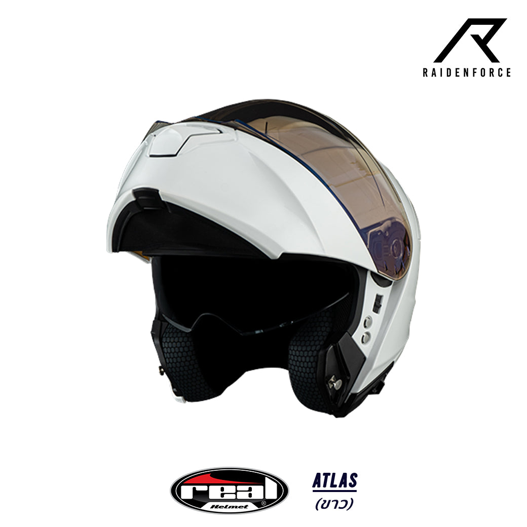 หมวกกันน็อคยกคาง REAL Helmet Atlas พื้น สีขาว