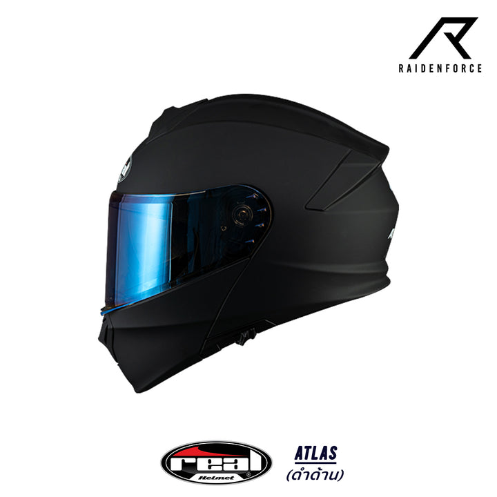 หมวกกันน็อคยกคาง REAL Helmet Atlas พื้น สีดำด้าน