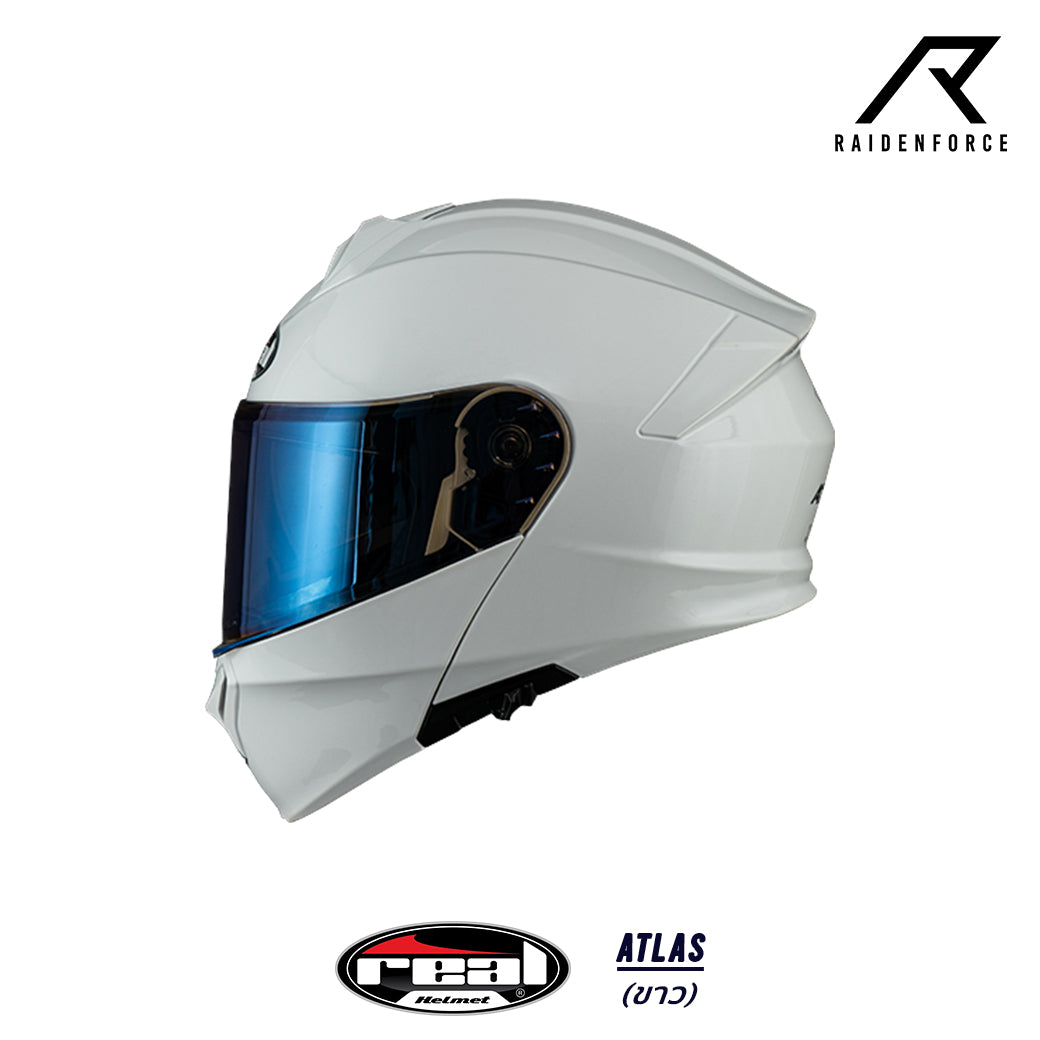 หมวกกันน็อคยกคาง REAL Helmet Atlas พื้น สีขาว