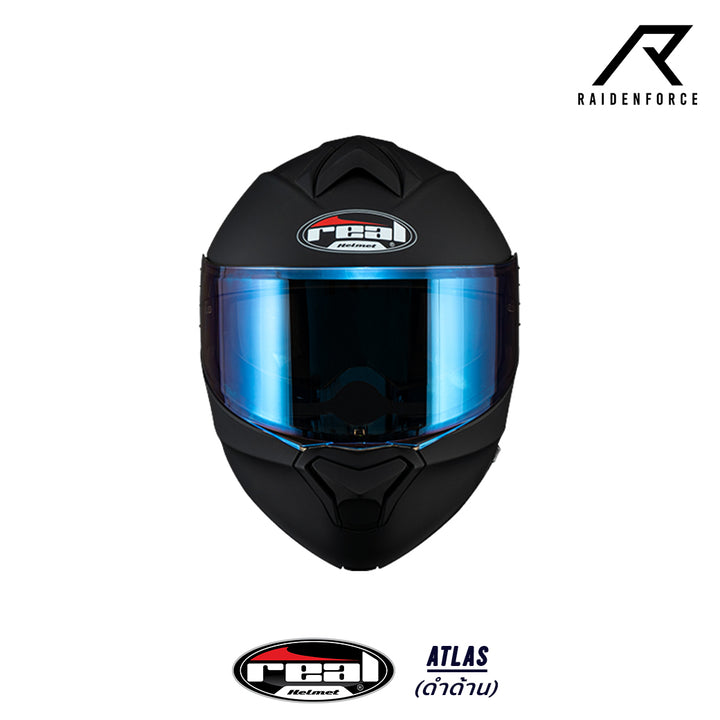 หมวกกันน็อคยกคาง REAL Helmet Atlas พื้น สีดำด้าน