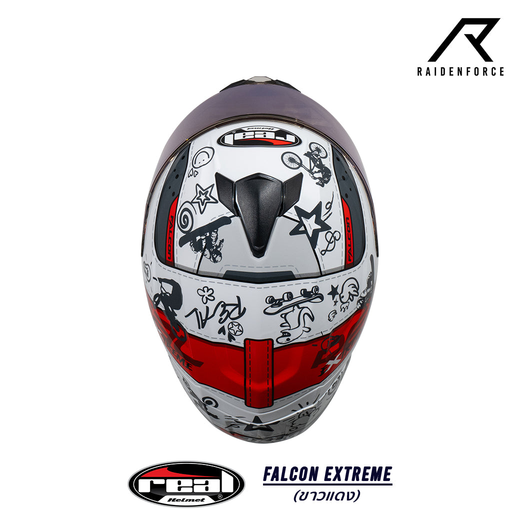 หมวกกันน็อค REAL Helmet Falcon  Extreme ขาวแดง