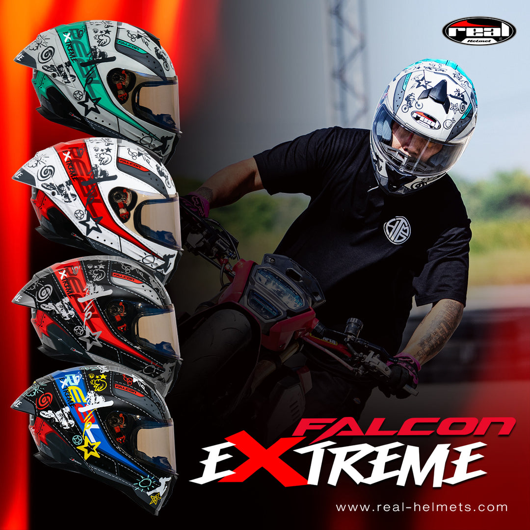 หมวกกันน็อค REAL Helmet Falcon  Extreme เทาเขียว