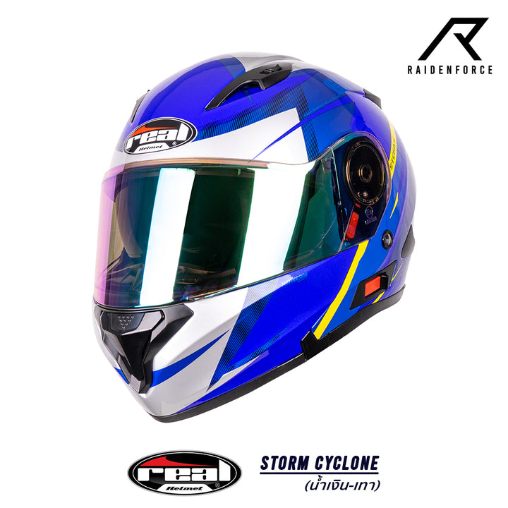 หมวกกันน็อคยกคาง  REAL Helmet STORM Cyclone น้ำเงินเทา