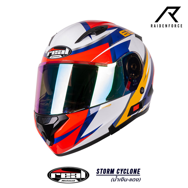 หมวกกันน็อค REAL Helmet STORM Cyclone น้ำเงินแดง