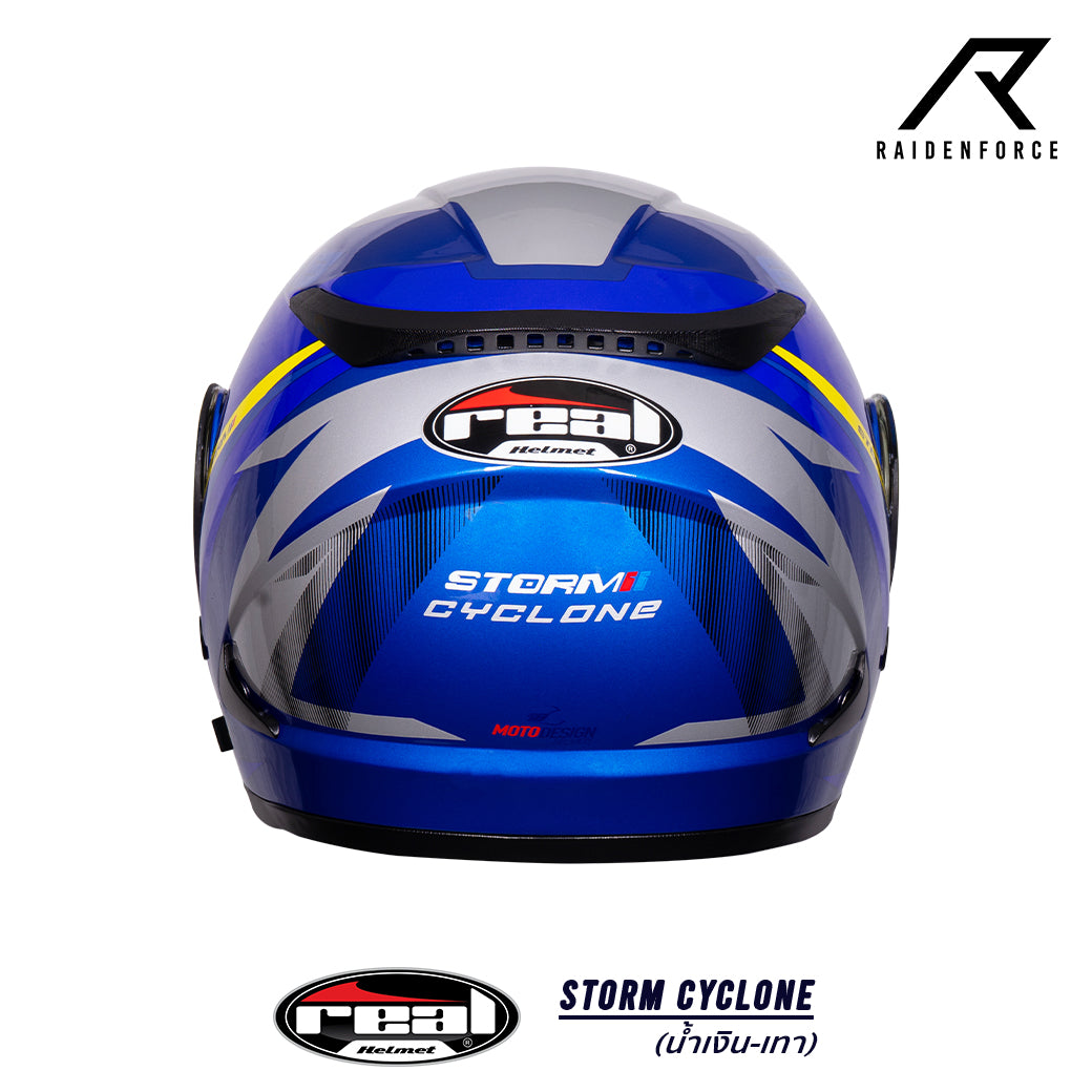 หมวกกันน็อคยกคาง  REAL Helmet STORM Cyclone น้ำเงินเทา