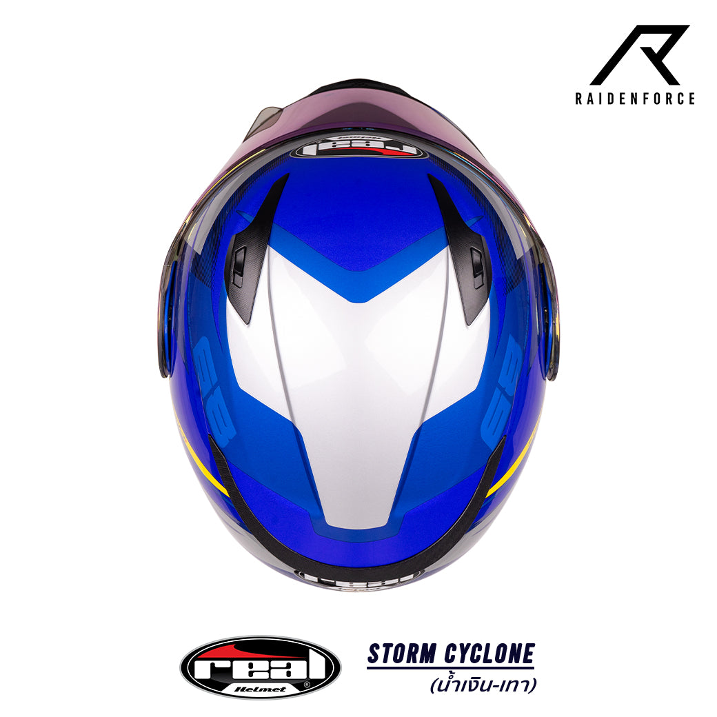 หมวกกันน็อคยกคาง  REAL Helmet STORM Cyclone น้ำเงินเทา