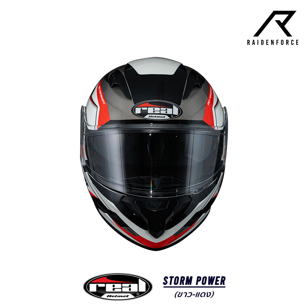 หมวกกันน็อค REAL Helmet STORM Power ขาวแดง