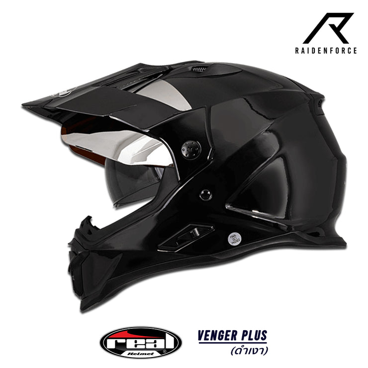 หมวกกันน็อค REAL Helmet Venger Plus สี ดำ เงา