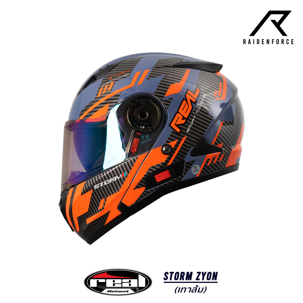 หมวกกันน็อคยกคาง  REAL Helmet STORM Zyon เทาส้ม