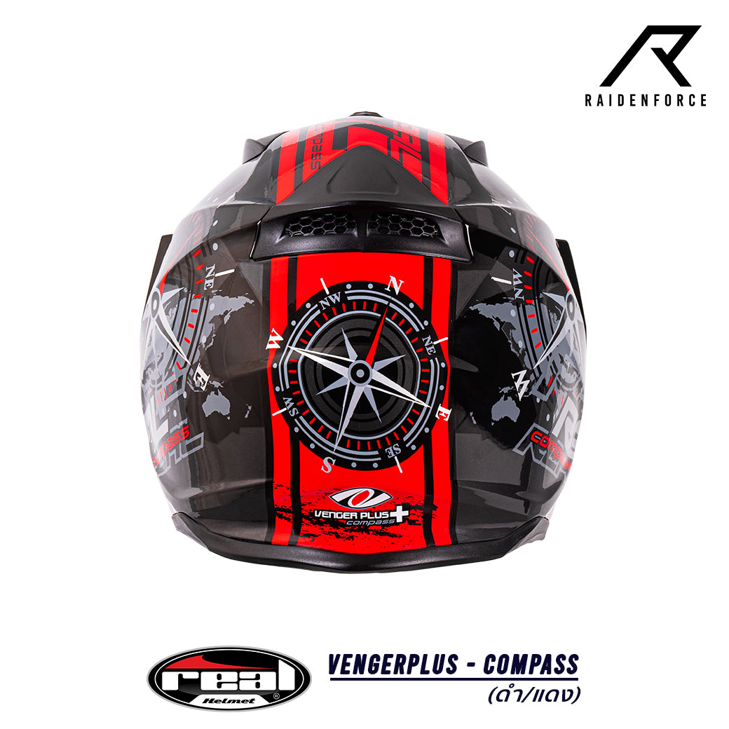 หมวกกันน็อค Real Helmet Vengerplus-Compass ดำ/แดง