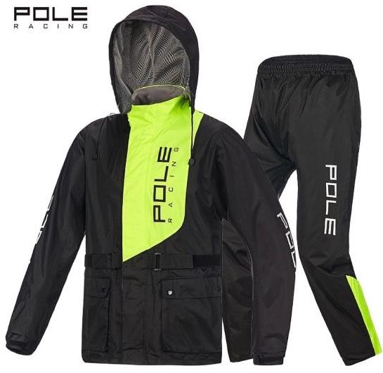 ชุดกันฝน ยี่ห้อ POLE สีเขียว Rain Jacket Pole ชุดคลุมกันฝนสำหรับขี่มอเตอร์ไซค์