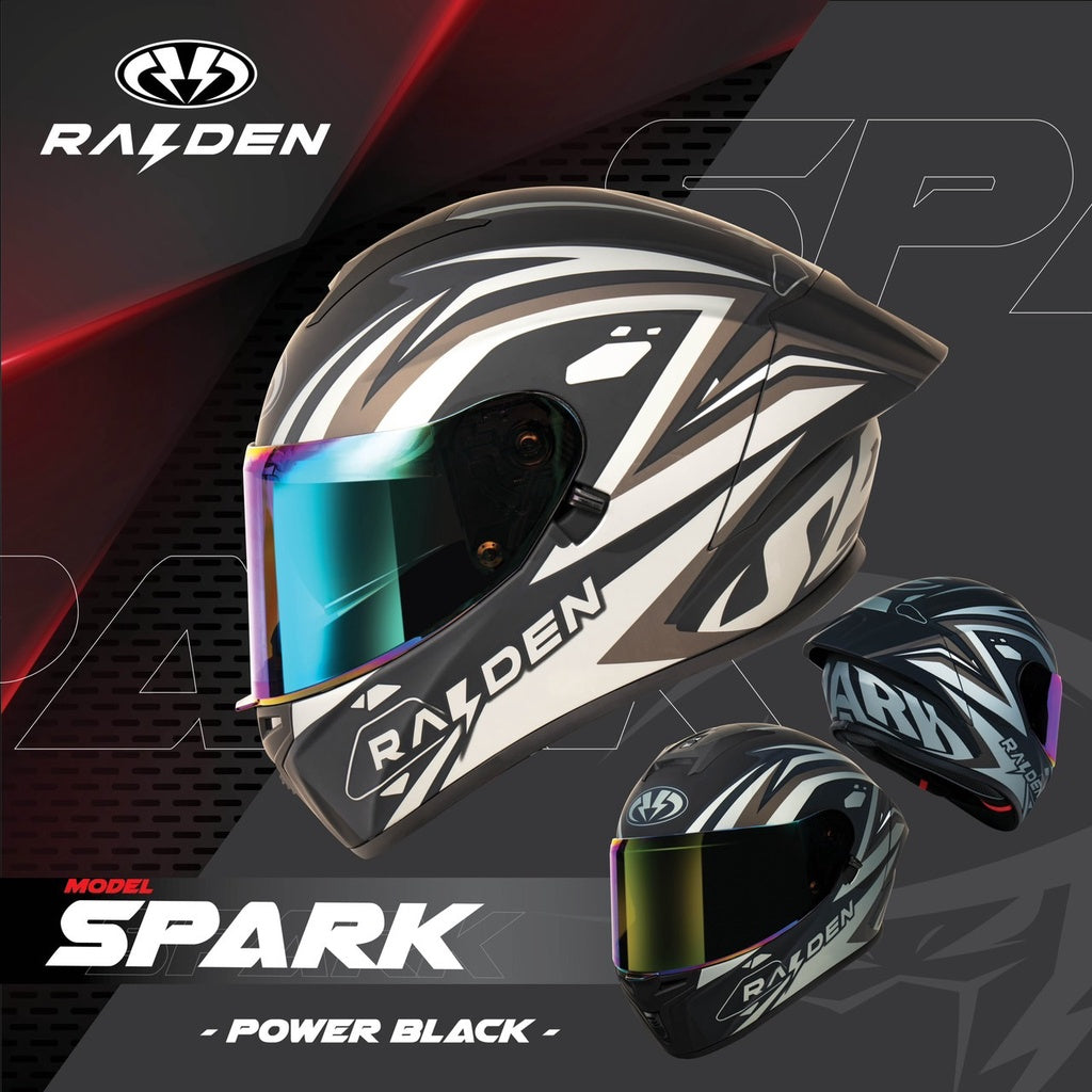 หมวกกันน็อค RAIDEN  SPARK  POWER BLACK