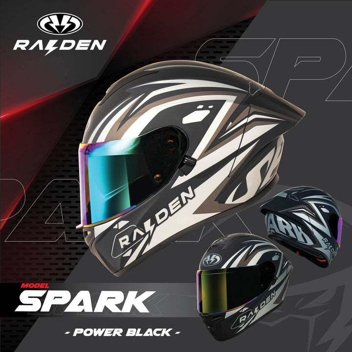 หมวกกันน็อค RAIDEN  SPARK  POWER BLACK